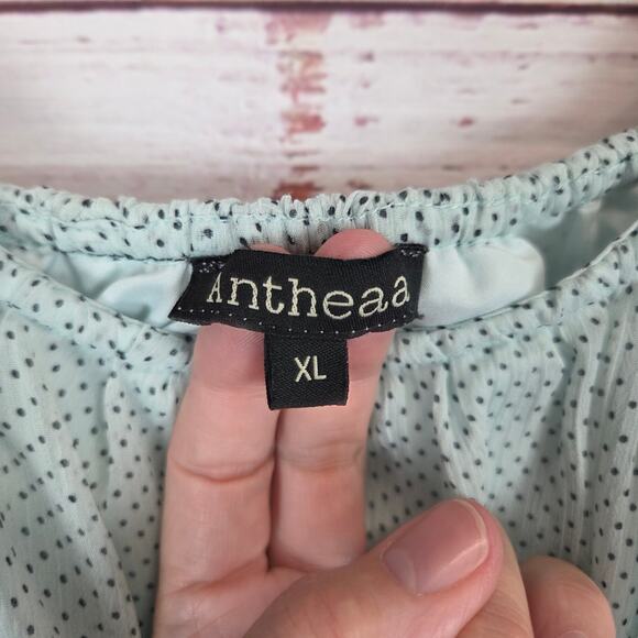 Antheaa Chiffon Babydoll Sundress XL Mint Green Ruffle Smocked Tier Summer Dress - Picture 5 of 16